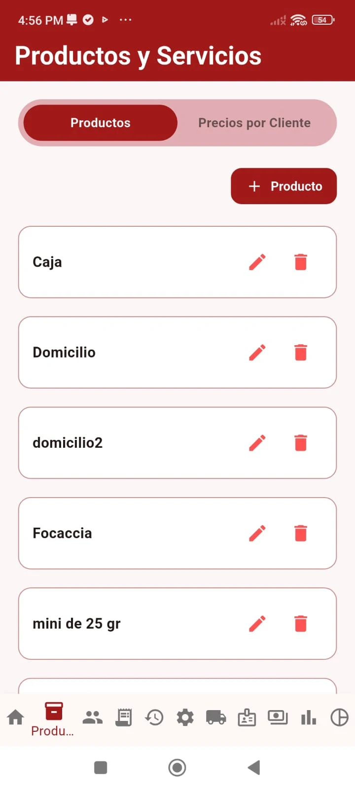 Catálogo de productos de PuntoRojo POS